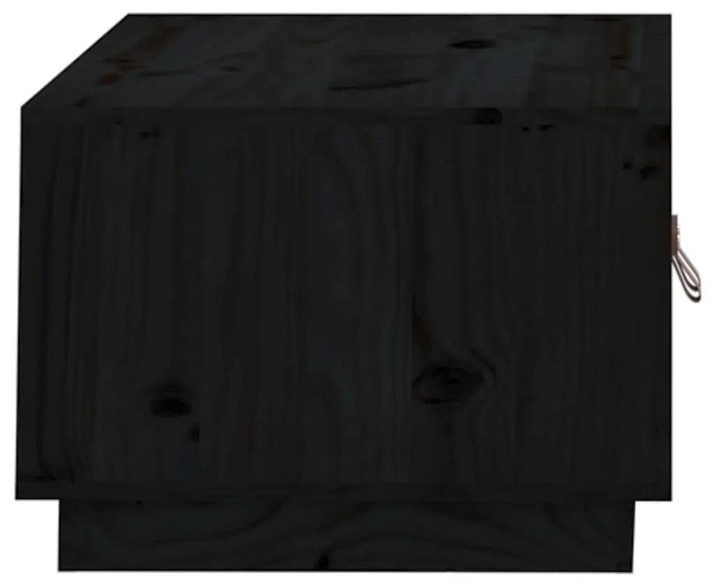 Τραπεζάκι Σαλονιού Μαύρο 80x50x35 εκ. από Μασίφ Ξύλο Πεύκου - Μαύρο