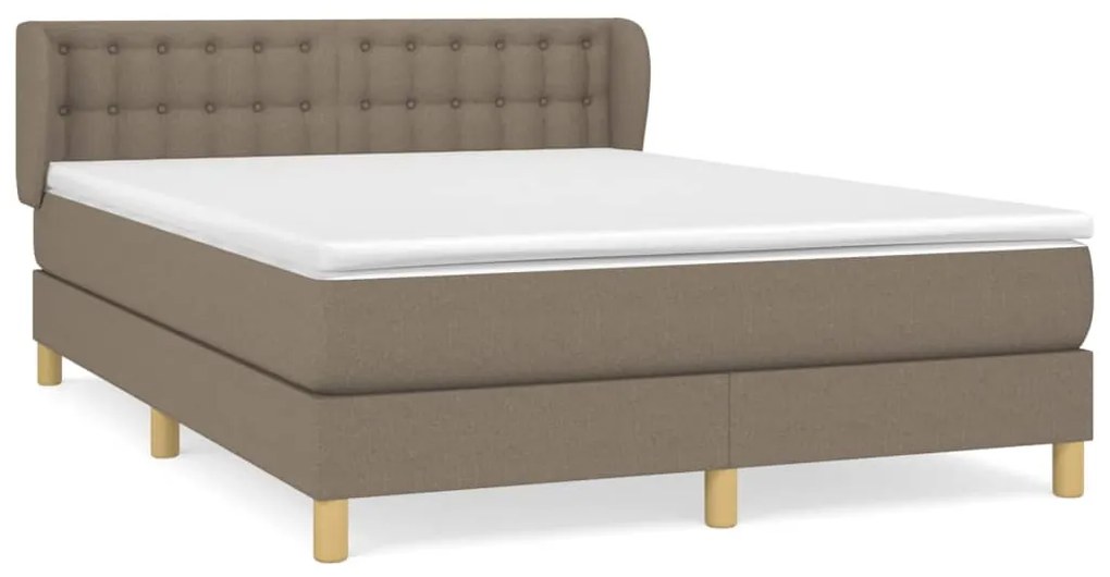 Κρεβάτι Boxspring με Στρώμα Taupe 140x190 εκ. Υφασμάτινο - Μπεζ-Γκρι