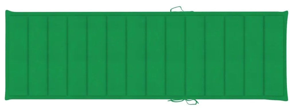 Ξαπλώστρα από Μασίφ Ξύλο Ακακίας με Μαξιλάρι - Πράσινο