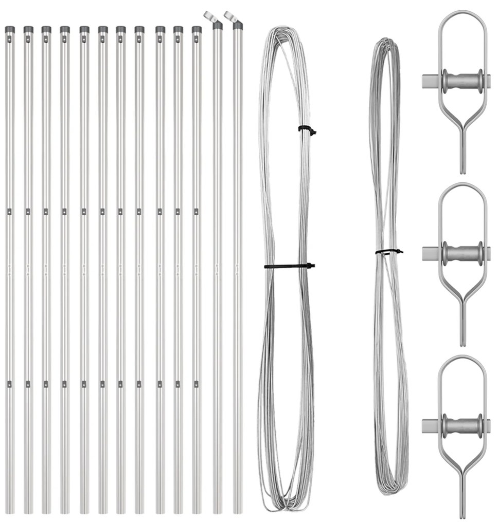vidaXL Σετ Πόδια Φράχτη 13 pcs Ασημί Ø32mm 200 cm