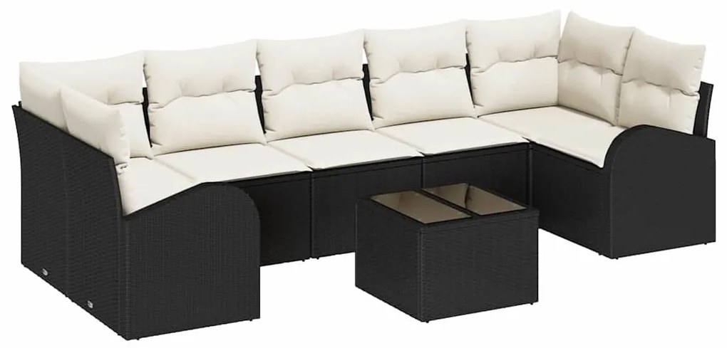 vidaXL Σετ Καναπέ Κήπου 8 pcs Μαύρο 55 x 55 x 37 εκ συνθετικό ρατάν