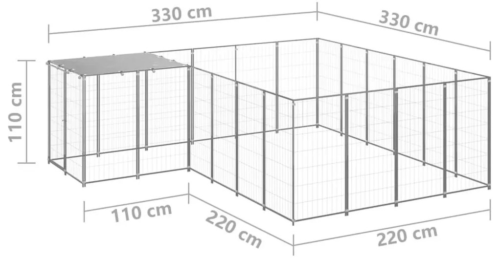 Σπιτάκι Σκύλου Ασημί 8,47 μ² Ατσάλινο - Ασήμι