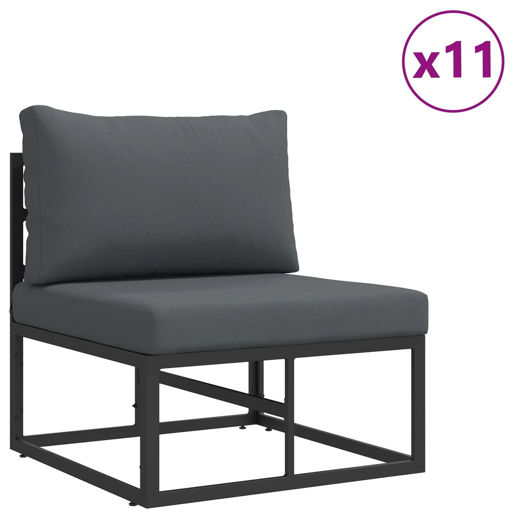 vidaXL Σετ Καναπέ Κήπου με μαξιλάρι με μαξιλάρι 13 pcs Μαύρο Αλουμίνιο