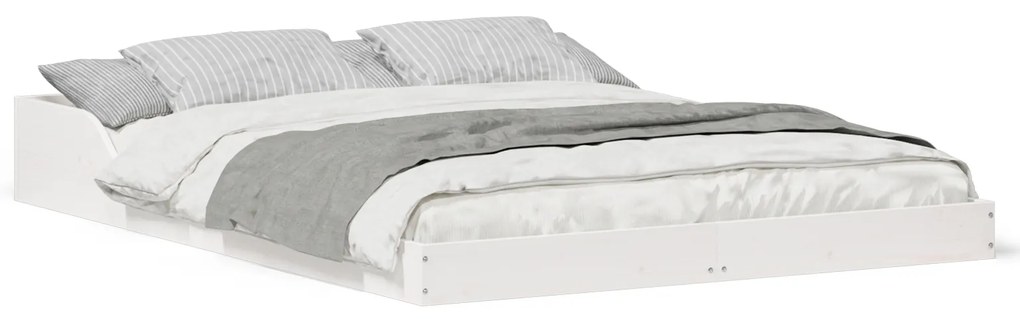 vidaXL Σκελετός Κρεβατιού Λευκό 140 x 190 cm Μασίφ ξύλο πεύκου