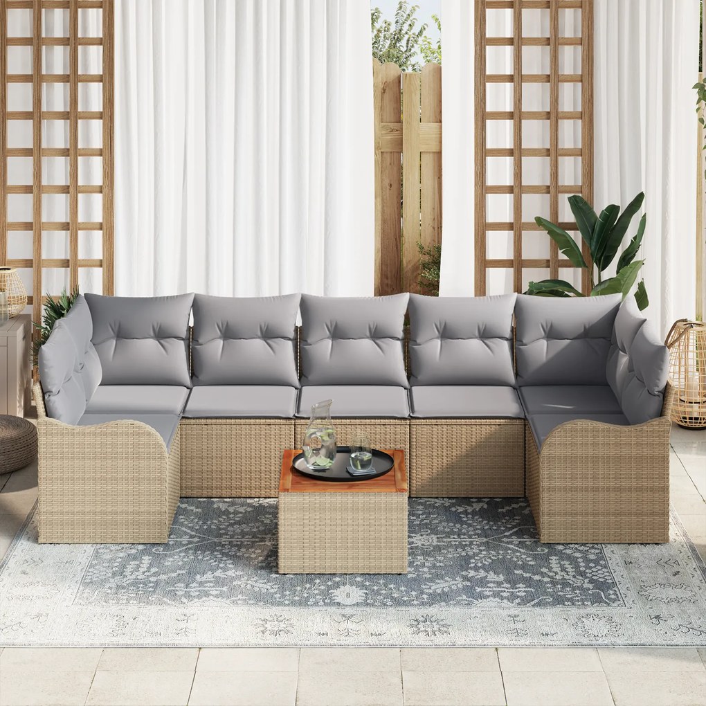 vidaXL Σαπούνι Κήπου 8 pcs Beige, ανοιχτό γκρι Μεγάλο Ρατάν, Ξύλο