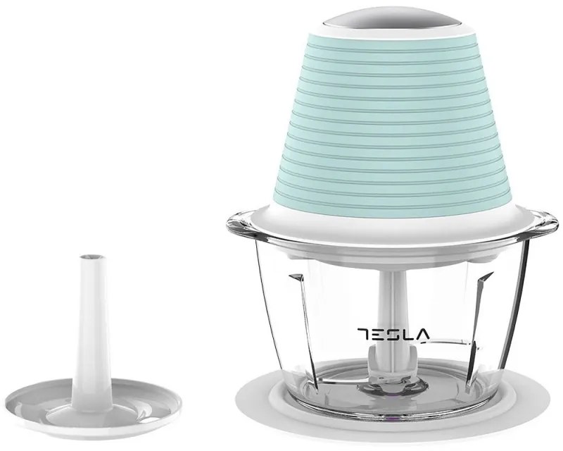 Πολυκόπτης Tesla FC510BWS, 350 W, 1lt, Γυάλινο δοχείο, Δύο λεπίδες , Λευκό-Τιρκουάζ