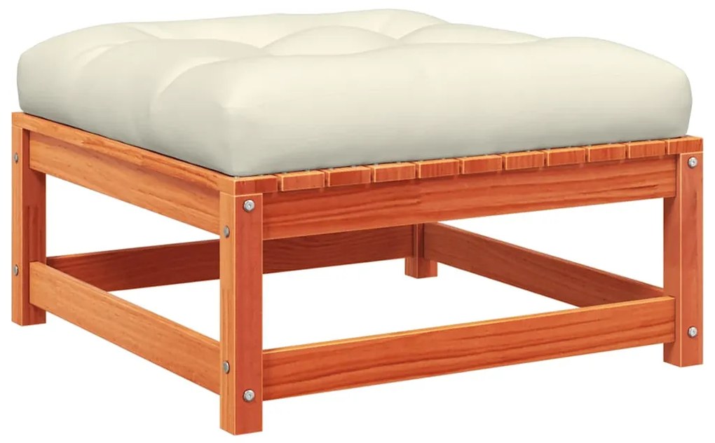 vidaXL Υποπόδια Κήπου 2 τεμ Καφέ Κεριού Μασίφ Ξύλο Πεύκου με Μαξιλάρια