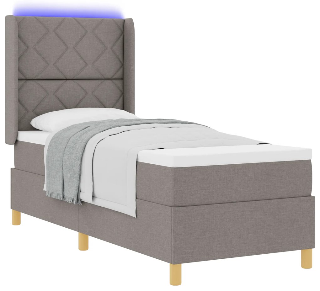 vidaXL Κρεβάτι με ελατήρια με στρώμα Taupe 80 x 200 cm ύφασμα