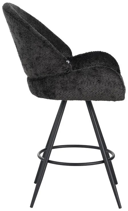 Σκαμπό μπαρ περιστρεφόμενο Morea μπουκλέ ύφασμα μαύρο με μαύρα μεταλλικά πόδια 55x66x107.5εκ. 2αδα 55x66x107.5 εκ.