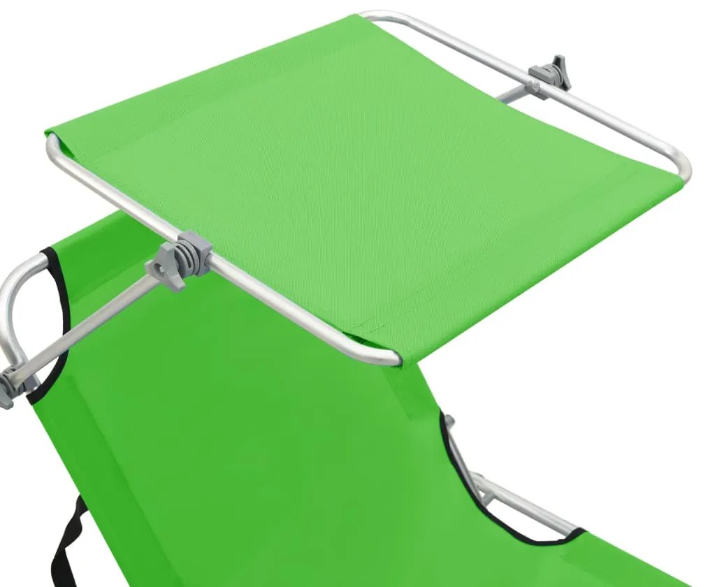 vidaXL Ξαπλώστρα Πτυσσόμενη Πράσινη Λαχανί Ατσάλινη με Σκίαστρο