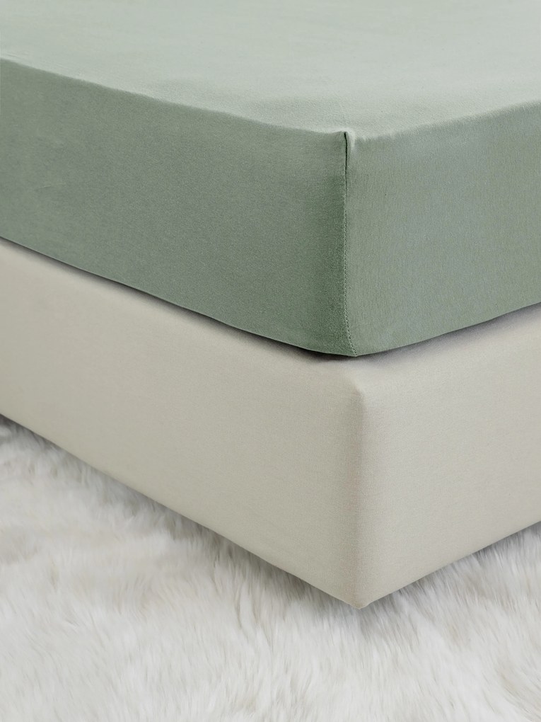 Σεντόνι Jersey Ημίδιπλο με Λάστιχο Για Στρώμα 120x200+40 - Tender Rock Green 5206482140578