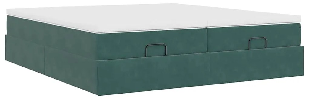 vidaXL Οθωμανικό κρεβάτι με στρώματα Σκούρο πράσινο 200x200cm Velvet