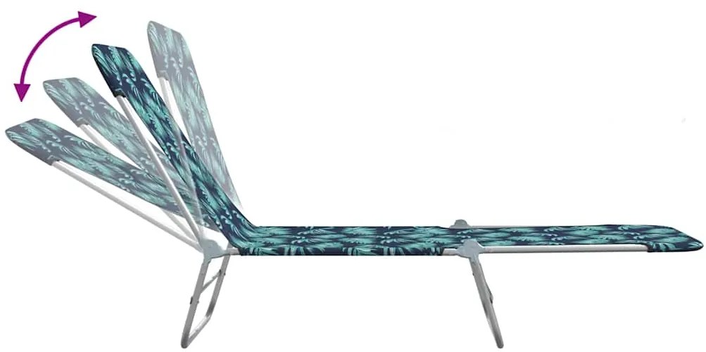 vidaXL Ξαπλώστρες Πτυσσόμενες 2 τεμ. με Σχέδιο Φύλλων Ατσάλι / Ύφασμα