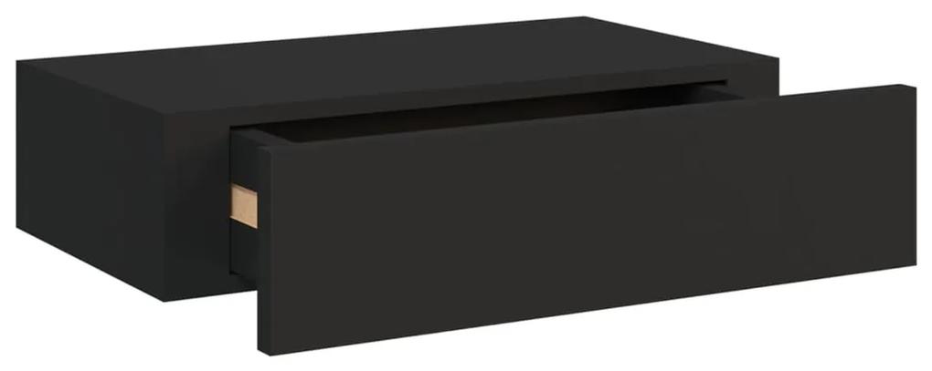 vidaXL Ράφι Επιτοίχιο με Συρτάρι Μαύρο 40 x 23,5 x 10 εκ. από MDF