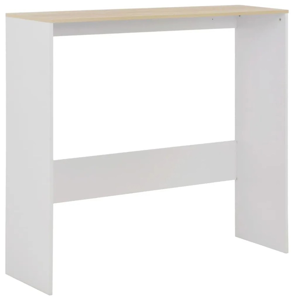 Τραπέζι Μπαρ με 2 Επιφάνειες Λευκό / Δρυός 130 x 40 x 120 εκ. - Λευκό