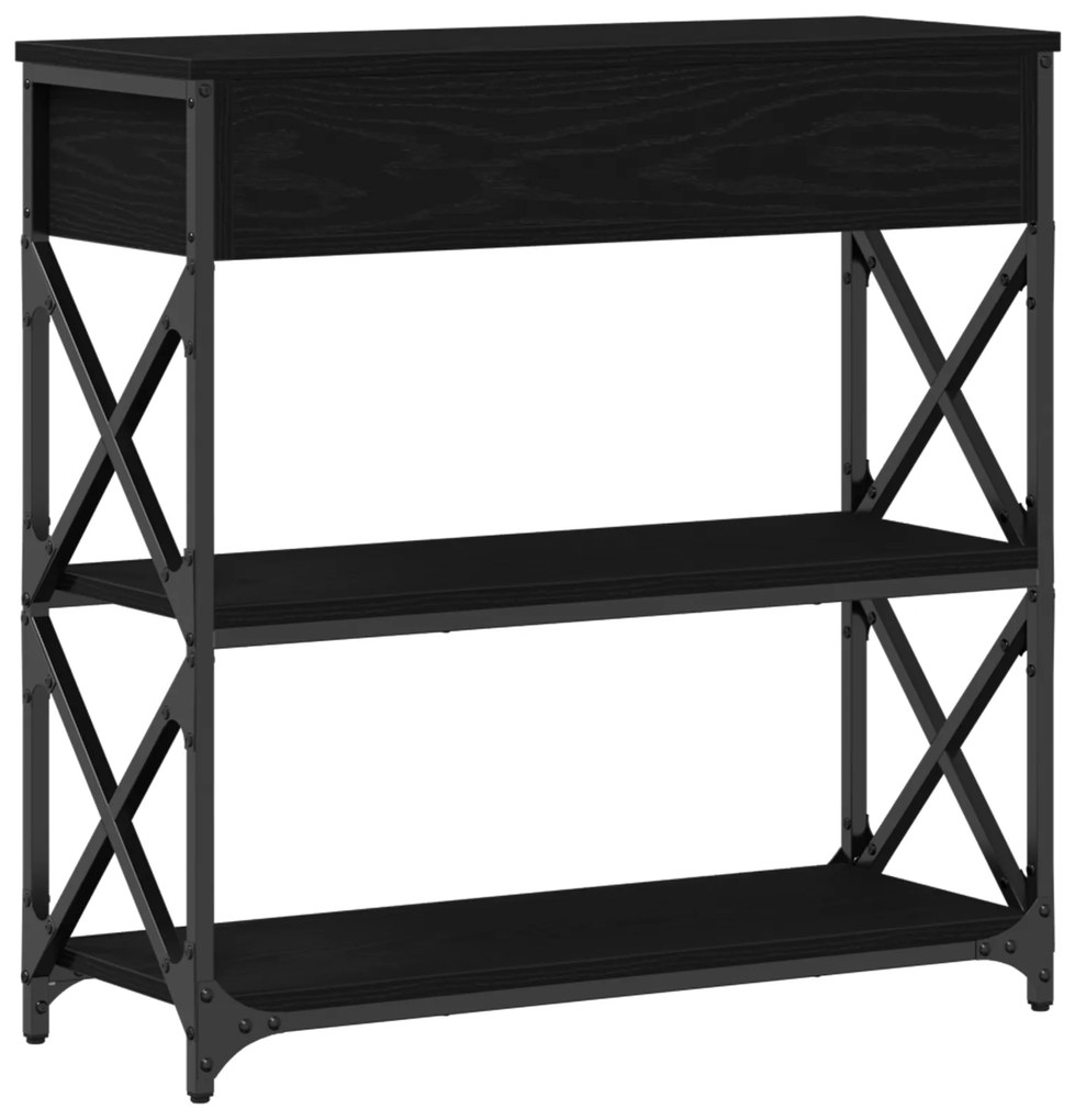 vidaXL Τραπέζι κονσόλας Μαύρη Δρυς 75x28x75 εκ. Κατασκευασμένο ξύλο και ατσάλι