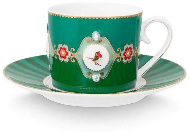 ΦΛΥΤΖΑΝΙ CAPPUCCINO ΜΕ ΠΙΑΤΑΚΙ 200ml PIP STUDIO - LOVE BIRDS MEDALLION EMERALD-GREEN