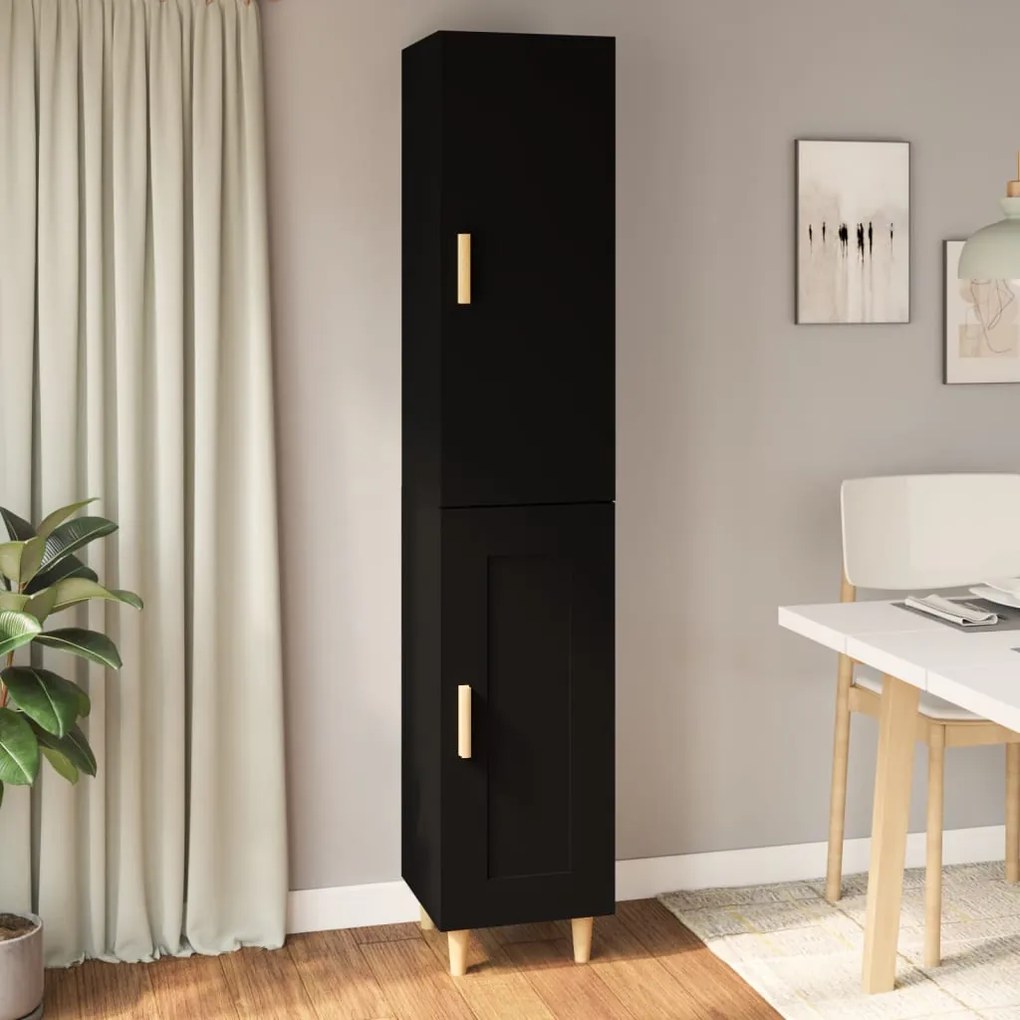 vidaXL Ντουλάπι Μαύρο 34,5 x 34 x 180 εκ. από Επεξεργασμένο Ξύλο