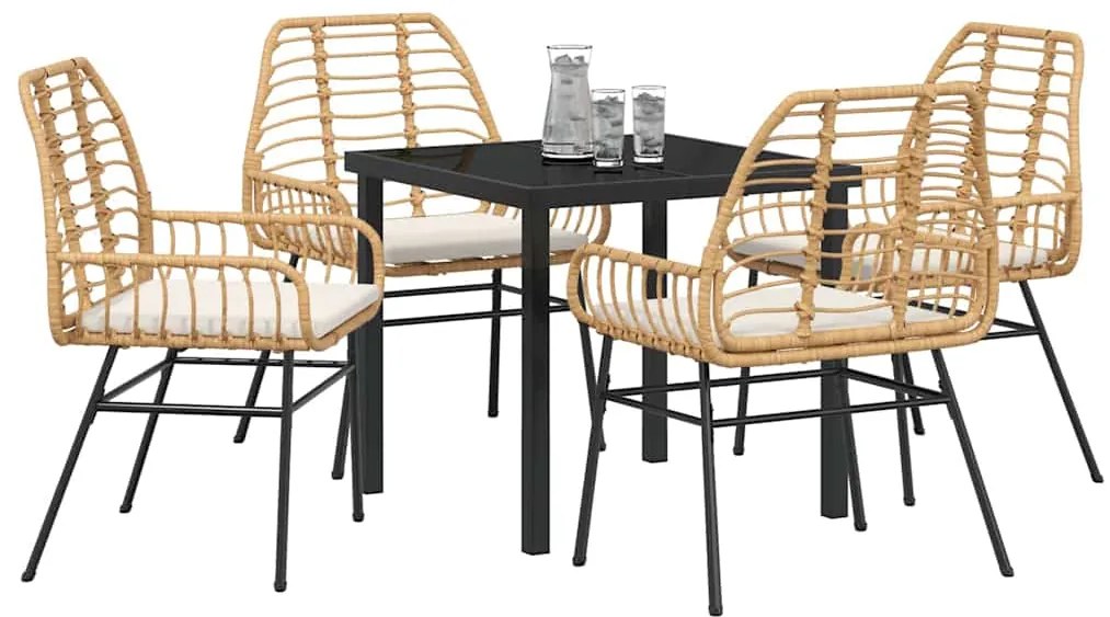 vidaXL Σέτ φαγητού για κήπο 5 pcs Καφέ συνθετικό ρατάν