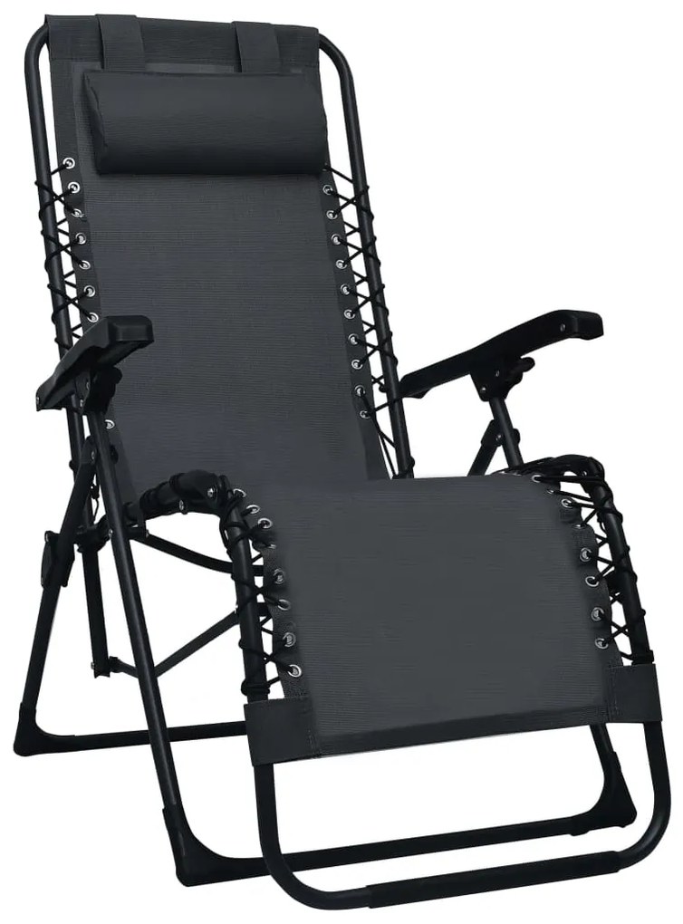 vidaXL Σεζλόνγκ Πτυσσόμενη Μαύρη από Textilene