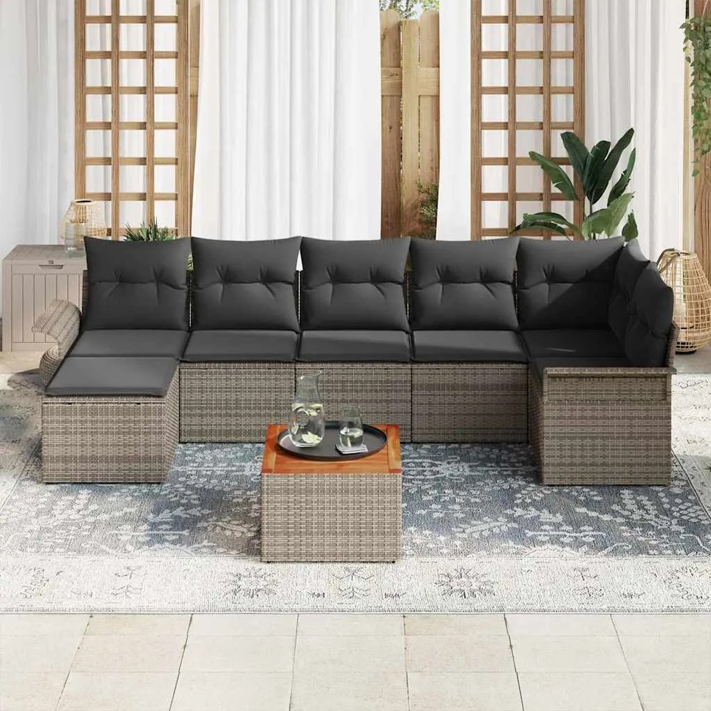 vidaXL Σετ Καναπέ Κήπου 8 pcs Γκρι Πολυ ράταν