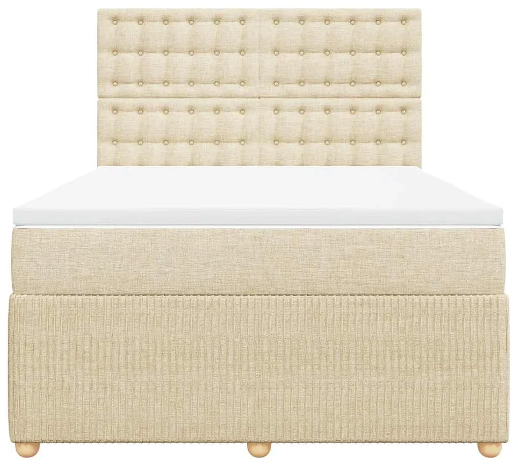 vidaXL Κρεβάτι Boxspring με Στρώμα Κρεμ 140x200 εκ. Υφασμάτινο