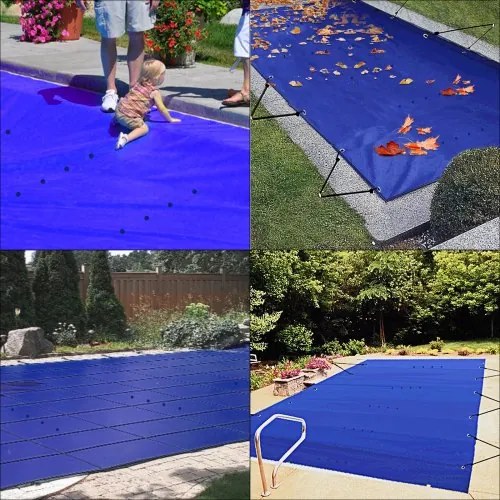 VEVOR Pool Safety Cover, 13x26 ft In-ground Pool Cover, Blue PVC Pool Covers, Rectangular Safety Pool Cover Winter Pool Cover Solid Safety Pool Cover for Swimming Pool Winter Protection Cover