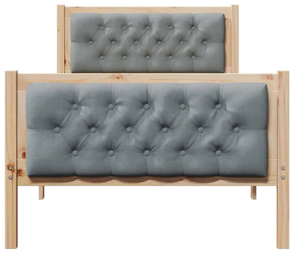 vidaXL Σκελετός Κρεβατιού με κεφαλάρι Ανοιχτό γκρι 90 x 200 cm