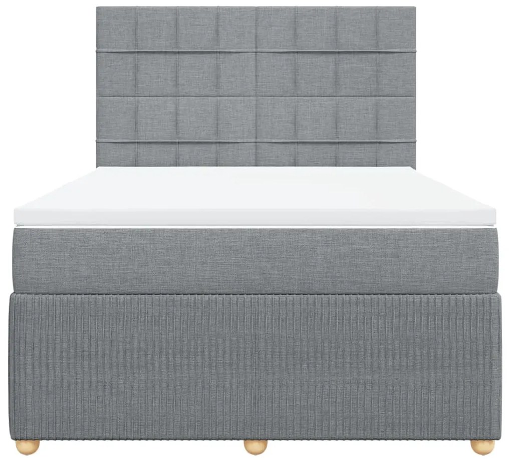 Κρεβάτι Boxspring με Στρώμα Ανοιχτό Γκρι 140x200 εκ. Υφασμάτινο - Γκρι