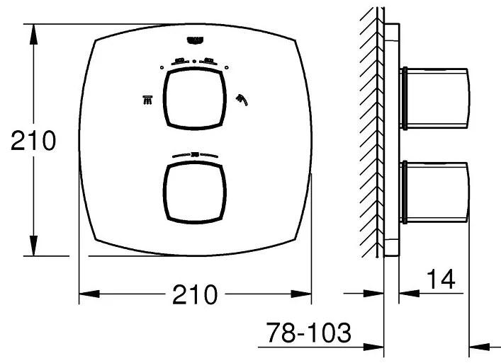 Μίκτης μπάνιου Grohe Grandera με θερμοστάτη