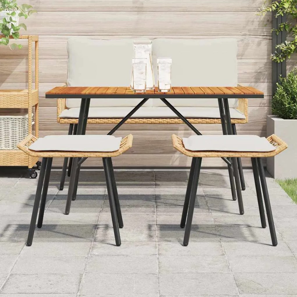 vidaXL Σκαμπό Κήπου με μαξιλάρι 2 pcs Καφέ 50 x 40 x 45εκ Πολυεστέρας