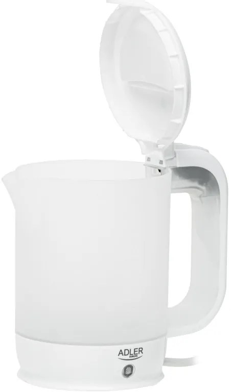 Ηλεκτρικός βραστήρας Adler AD 1381, 900W, 0.5 l, 2 φλιτζάνια και κουτάλα, Επίπεδο θερμαντικό στοιχείο, Προστασία υπερθέρμανσης, Λευκό