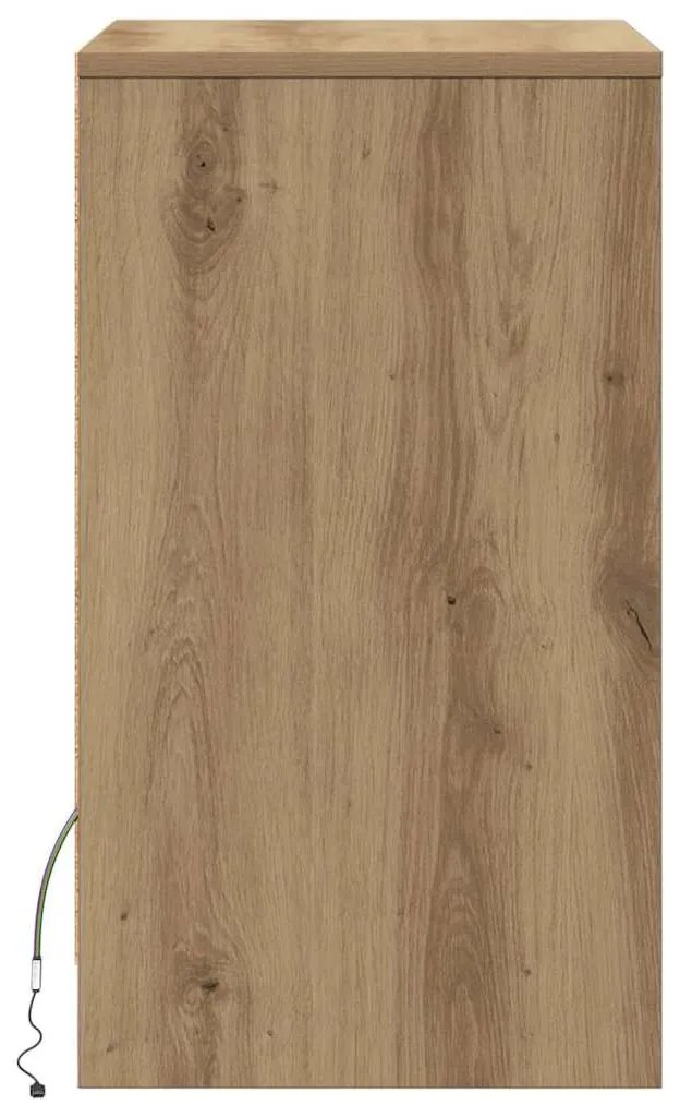 vidaXL LED Κρεβατάκι Ντουλάπα με συρτάρι artisan δρυς 38 x 34 x 61 εκ.