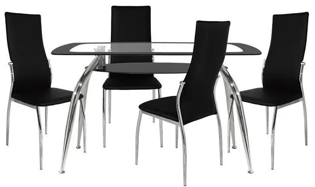 Σετ τραπεζαρίας C10060.02 5τμχ με Τραπέζι NORRIS 120x75x75εκ. &amp; Καρέκλες KIM Μαύρες