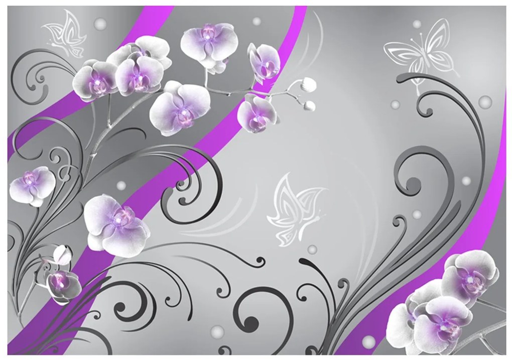 Φωτοταπετσαρία - Purple orchids - variation 200x140