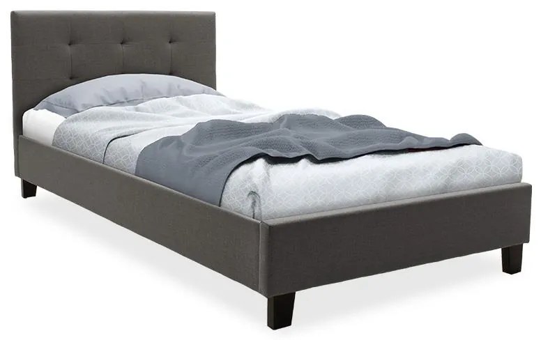 Bed Mago in dark grey fabric 100x200cm 107x213x88 εκ.