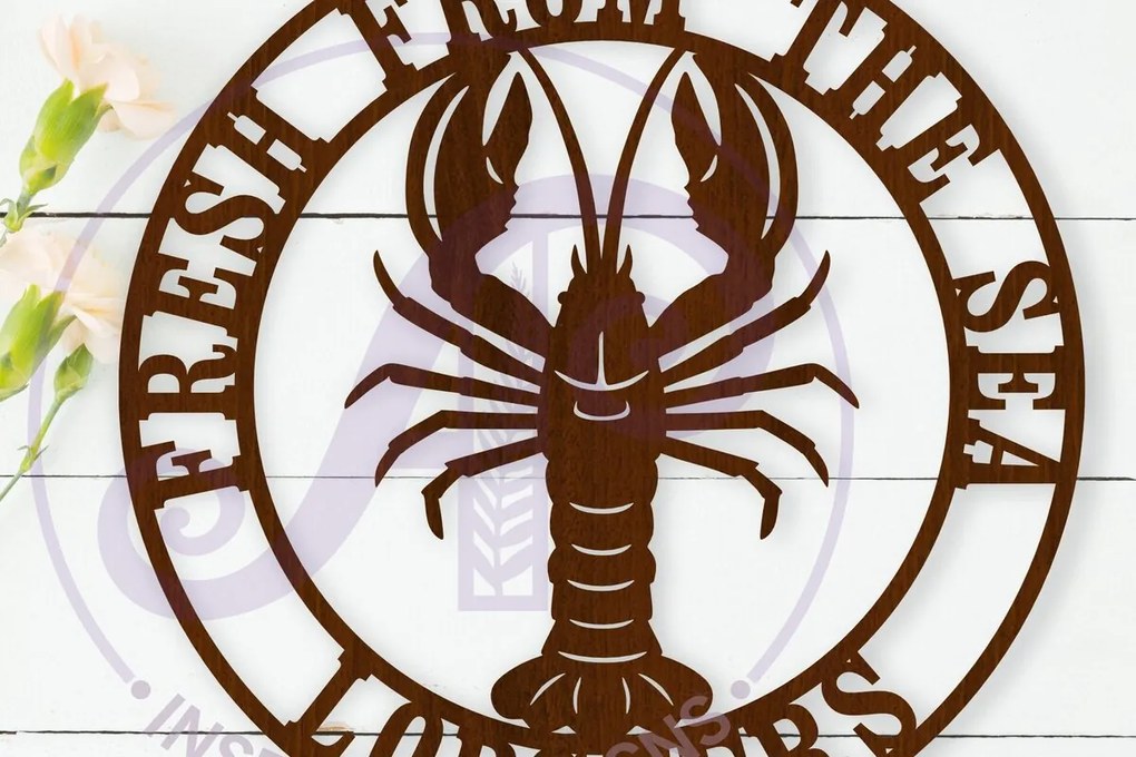 Intra απο ξύλο plywood 3mm-4mm πάχος - Fresh from the Sea Lobster Wall Art Sign Δίασταση 40x50 cm INTRAFABR-112055412