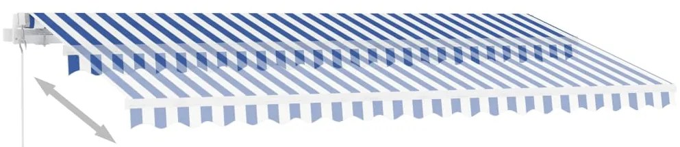 vidaXL Τέντα Συρόμενη Χειροκίνητη με LED Μπλε / Λευκό 400 x 350 εκ.