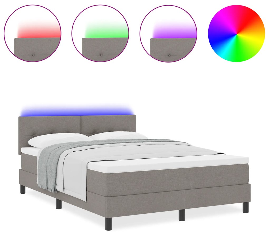 vidaXL Κρεβάτι με Στρώμα & LED Ταμπά 140x200 εκ Υφάσματος