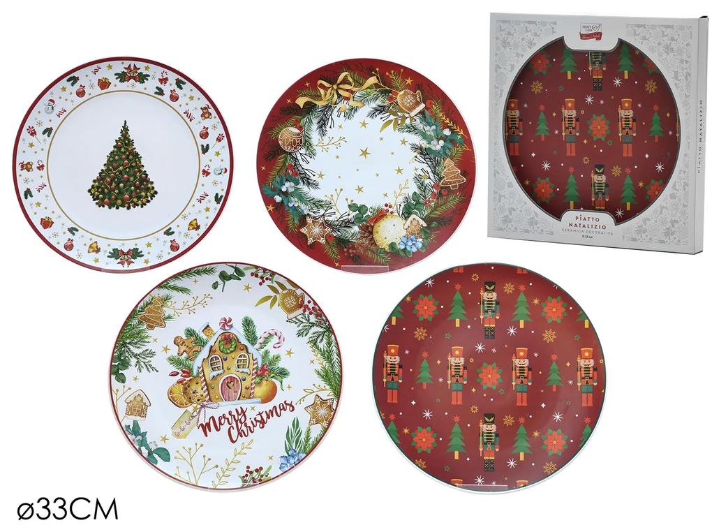 Πιάτο Με Χριστουγεννιάτικη Διακόσμηση Πολύχρωμο Φ33cm Σε 4 Σχέδια