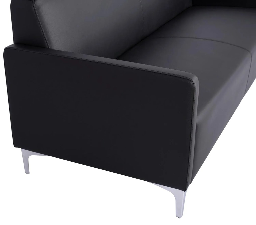 Καναπές Τριθέσιος NELLIE με PU Μαύρο 163x71x71Υ εκ. 163x71x71 εκ.