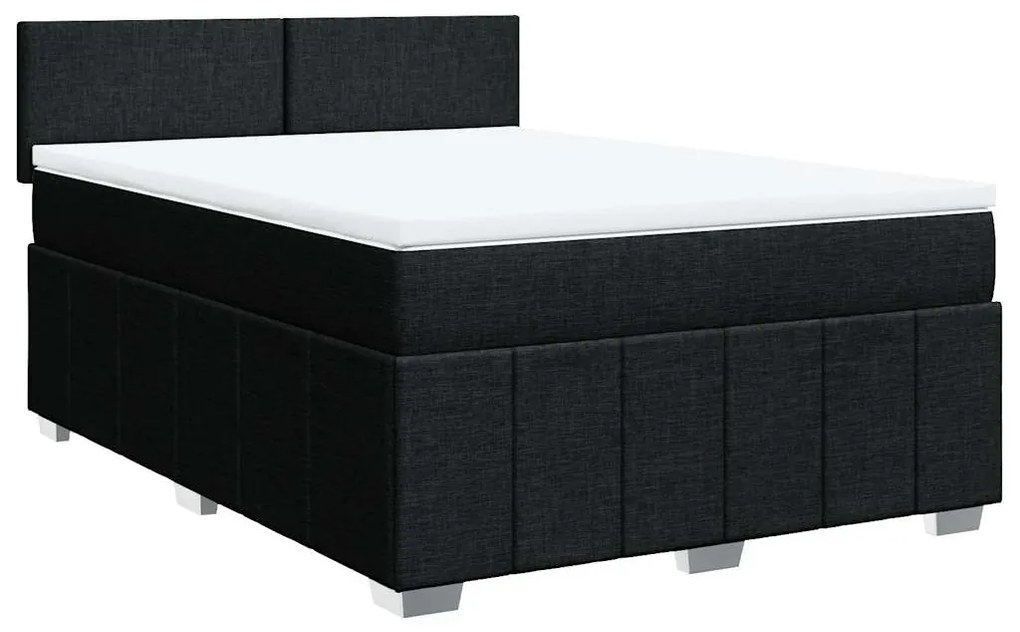 vidaXL Κρεβάτι Boxspring με Στρώμα Μαύρο 140x200 εκ. Υφασμάτινο