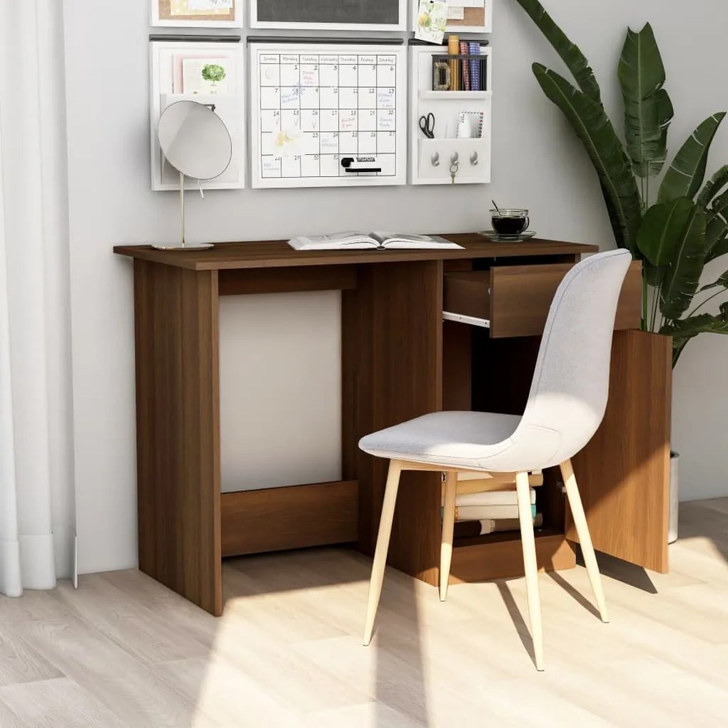 vidaXL Γραφείο Καφέ Δρυς 100x50x76 εκ. από Επεξεργασμένο Ξύλο