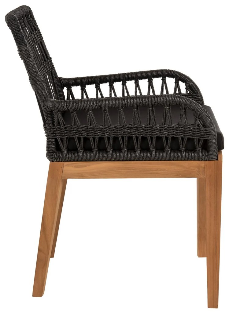 Καρέκλα - Πολυθρόνα STARDOM C9760.02 Μελί Ξύλο Teak με Μαύρο Σχοινί 57x65x83Yεκ. 57x65x83 εκ.