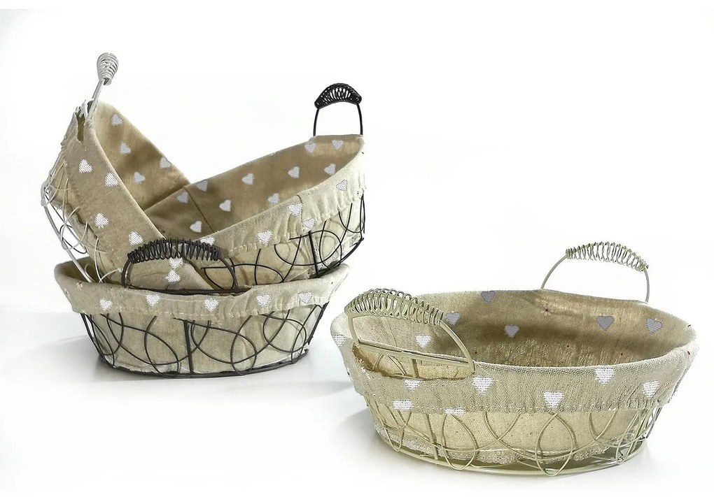 Καλάθι Στρογγυλό Με Υφασμάτινη Μπεζ Επένδυση Και Λαβές Μέταλλο/Ύφασμα Φ24x8cm Σε 4 Χρώματα