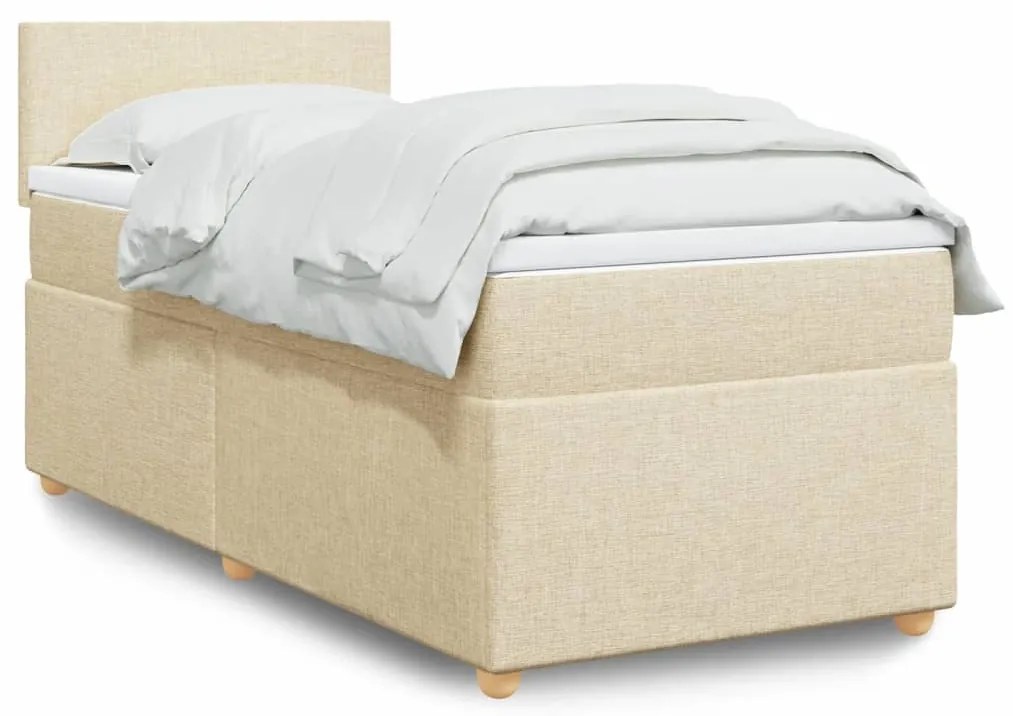 Κρεβάτι Boxspring με Στρώμα Κρεμ 90x190 εκ.Υφασμάτινο