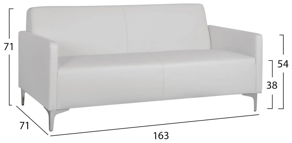 Καναπές Τριθέσιος NELLIE με PU Λευκό 163x71x71Υ εκ. 163x71x71 εκ.