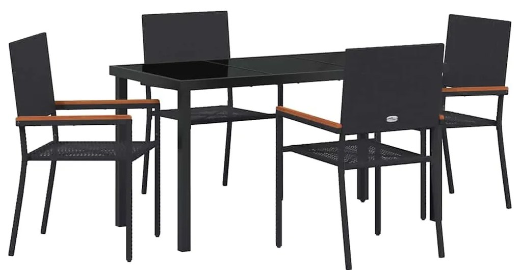 vidaXL Σέτ φαγητού για κήπο 5 pcs Μαύρο Πολυ ράταν