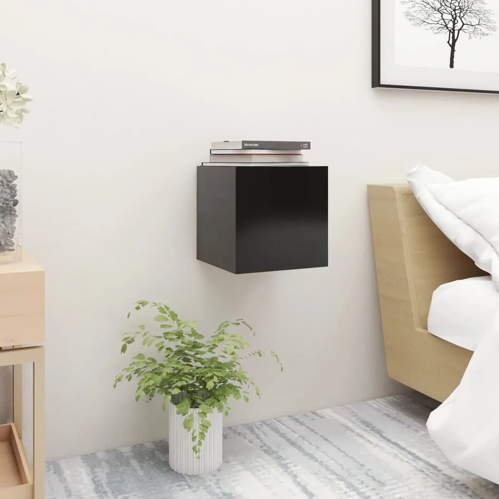 vidaXL Κομοδίνο Μαύρο 30,5 x 30 x 30 εκ. από Μοριοσανίδα