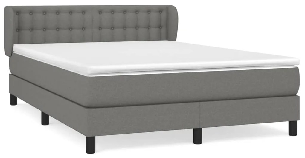 Κρεβάτι Boxspring με Στρώμα Σκούρο Γκρι 140x190 εκ. Υφασμάτινο - Γκρι